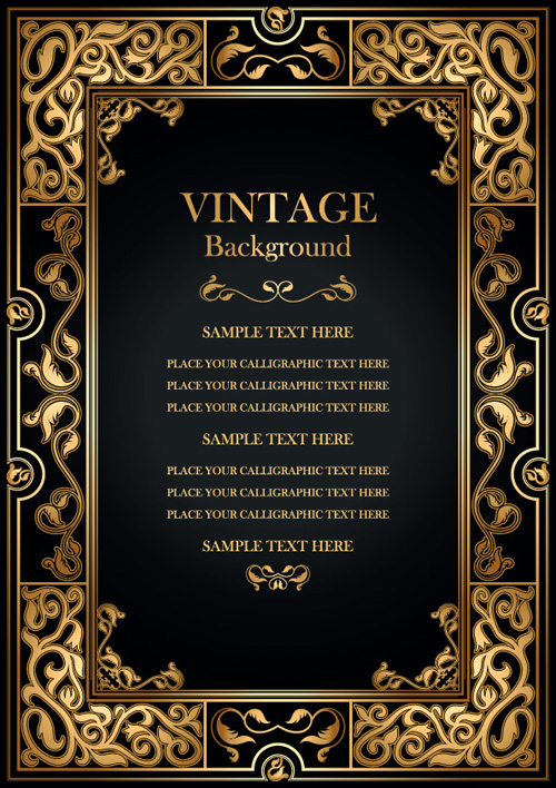 Set of Vintage frame background vector 04 vintage frame   