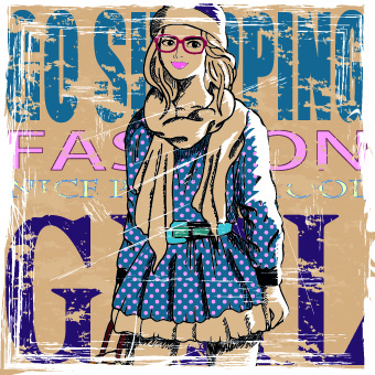 Fashion girl grunge background vector 01 fashion background vector background   