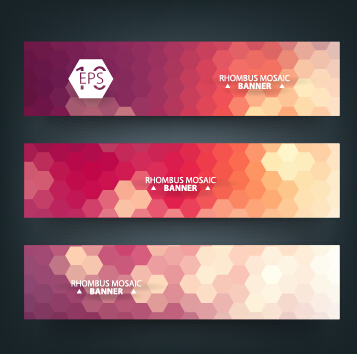 Geometric shapes mosaic vector banners 05 shapes mosaic Geometric Shape banners   