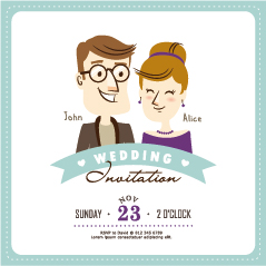 Cartoon style wedding invitation cards 04 wedding invitation cards cartoon   