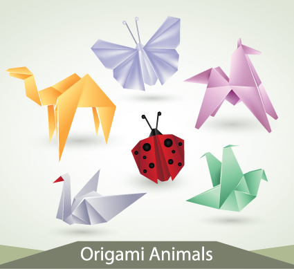 Various Origami animals design vector material 04 Various origami material animals Animal   