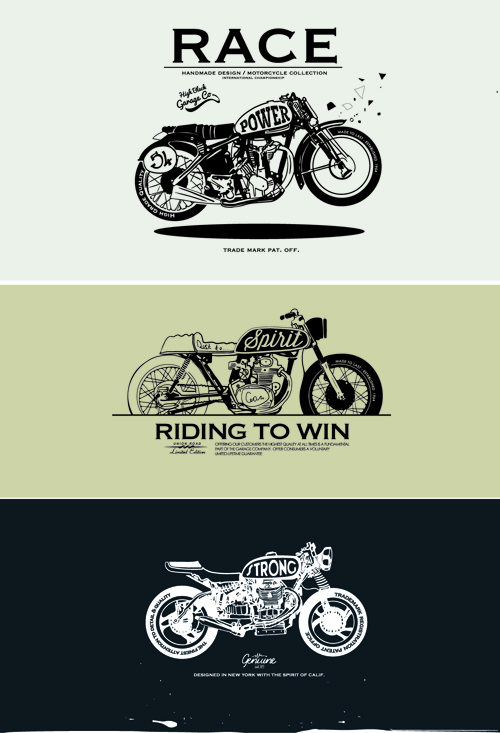 Motorcycle retro posters creative vector graphics 06 Retro font posters motorcycle creative   