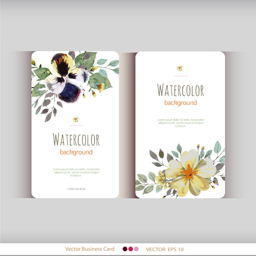 Beautiful watercolor flower business cards vector set 10 watercolor flower business cards beautiful   