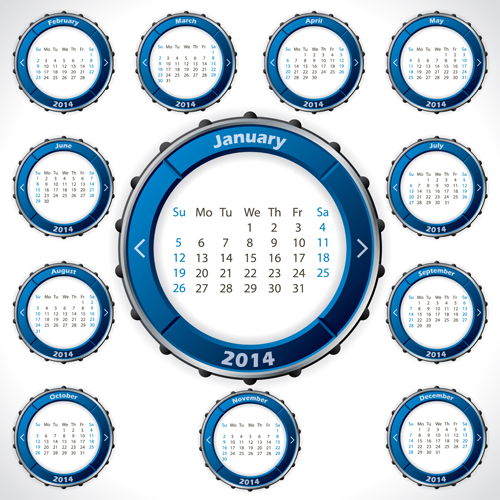 Creative round calendars 2014 vector 02 round creative calendars calendar 2014   