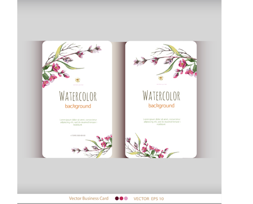 Beautiful watercolor flower business cards vector set 11 watercolor flower business cards business beautiful   