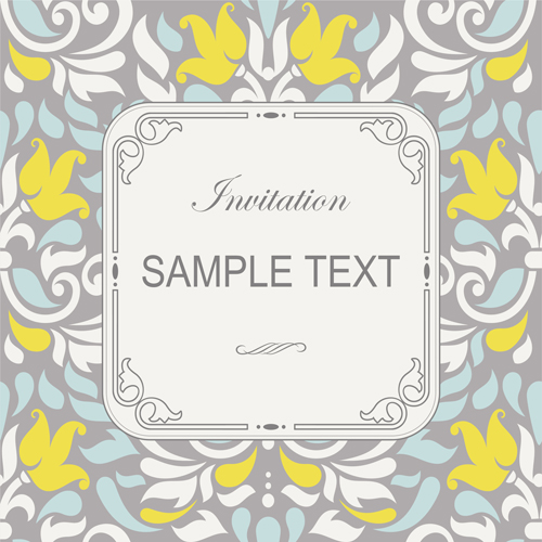 Vintage decor pattern Invitation cards vector 01 vintage pattern invitation cards invitation decor   