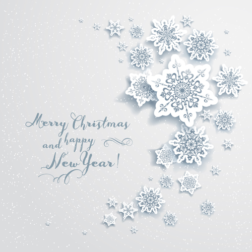 Paper snowflake christmas whtie background vector 03 snowflake paper christmas background   