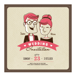 Cartoon style wedding invitation cards 02 wedding invitation cards invitation cartoon   