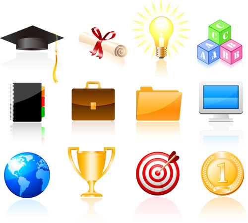 The popular icon vector trophies target notepad medals lighting folder earth doctor display certificates building blocks briefcase   