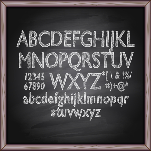 Alphabet with numbers and chalkboard vector 05 numbers chalkboard alphabet   