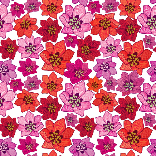 Floral seamless pattern hand drawing vector 02 seamless pattern hand floral drawing   