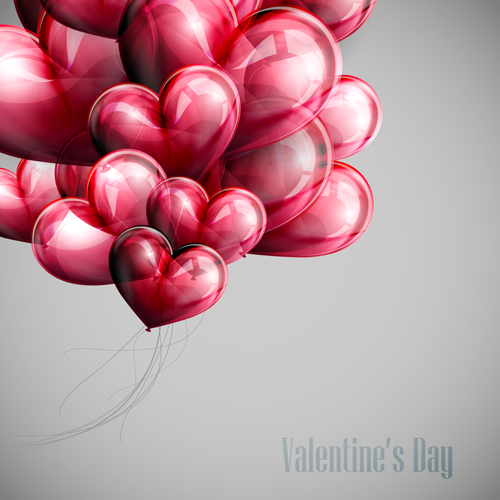 Red heart shapes balloon Valentine background 03 Valentine shapes balloon background   