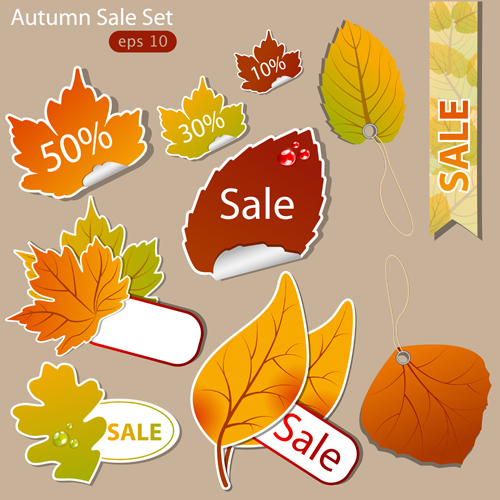 Exquisite autumn discounts sticker vector material 02 material exquisite discount autumn   