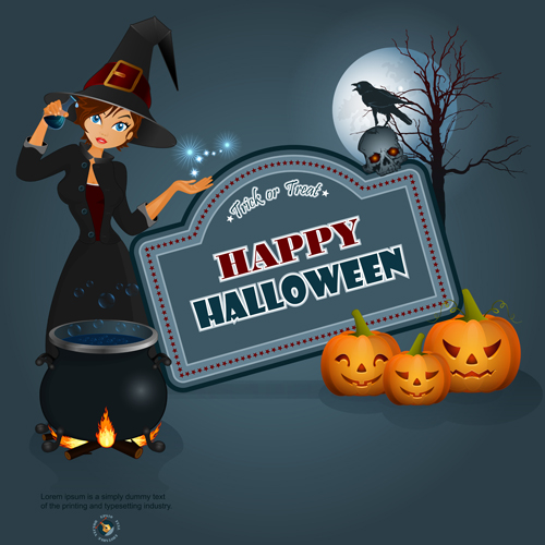 Full Moon with Halloween background vector set 04 moon halloween background   