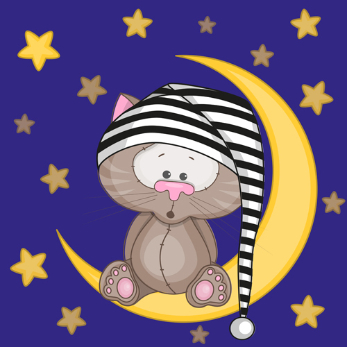 Cute cat with moon and star vector star moon cute cat   