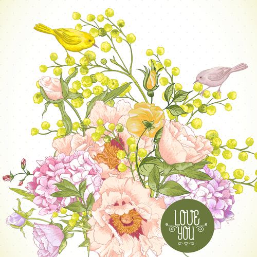 Drawing spring flower vector background art 01 spring flower drawing background   