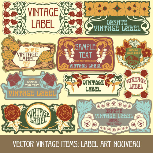 Vintage style label with flowers vector graphic 02 Vintage Style vintage style label flowers flower   