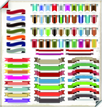 Different Ribbons elements vector set 02 ribbons ribbon labels label elements element   