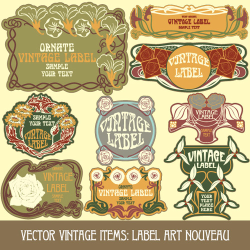 Vintage style label with flowers vector graphic 04 Vintage Style vintage style label flowers flower   