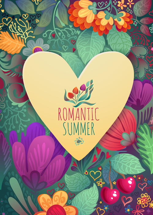 Romantic summer floral cards design vector 03 summer romantic cards   