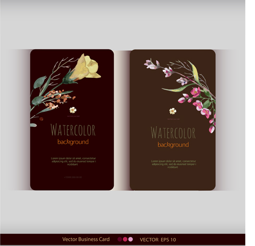 Beautiful watercolor flower business cards vector set 25 watercolor flower business cards business beautiful   