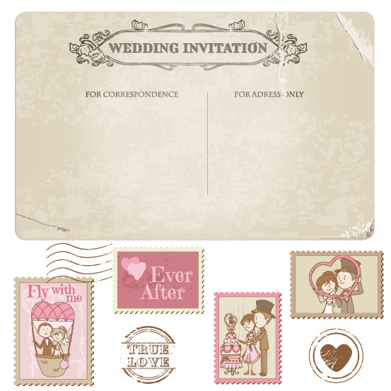 Elements of Wedding Seal and Stamp vector 02 wedding stamp seal elements element   