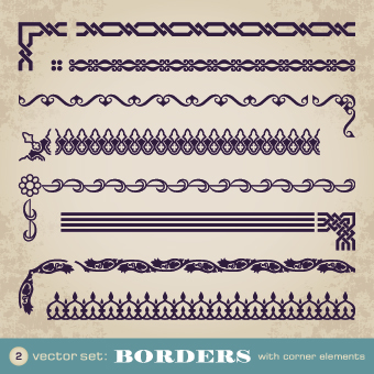 Retro border decoration element vector 03 element decoration decor border   