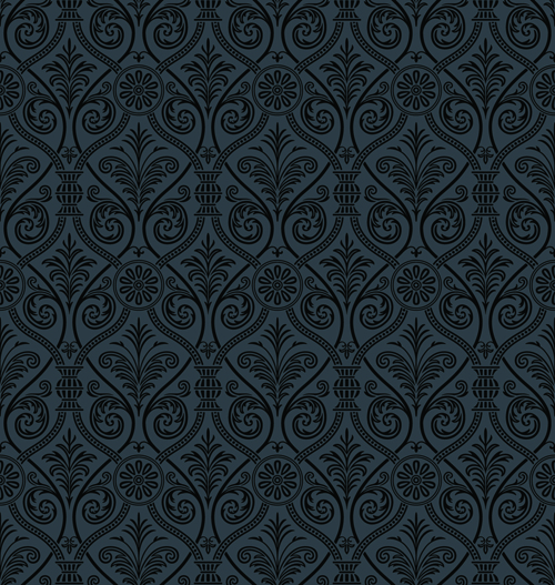 luxurious Black Damask Patterns vector 05 patterns pattern luxurious damask black   