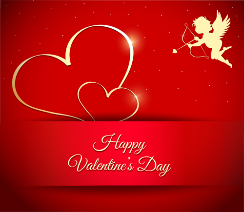 Cupid angel with golden heart valentines day vectors 02 valentines heart golden cupid angel   