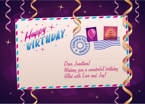 Birthday postcard with paper tapes vector postcard paper tapes card birthday   