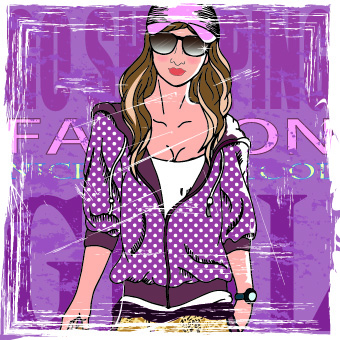 Fashion girl grunge background vector 03 grunge fashion background vector background   