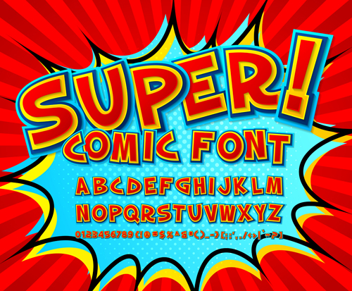 Comic styles fonts design set 01 styles fonts design Comic   