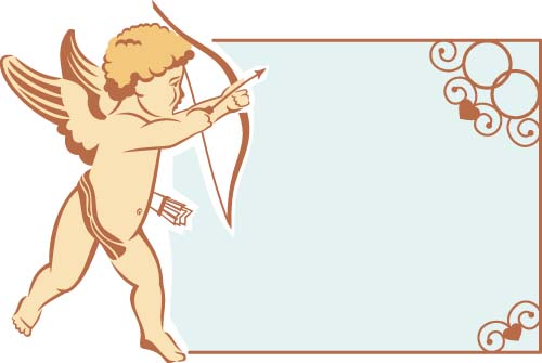 Cupid and valentine frame vector material 06 Valentine material frame cupid   