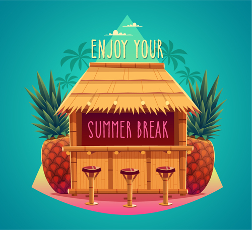 2015 summer vacation poster vintage vector 05 vintage vacation summer poster   