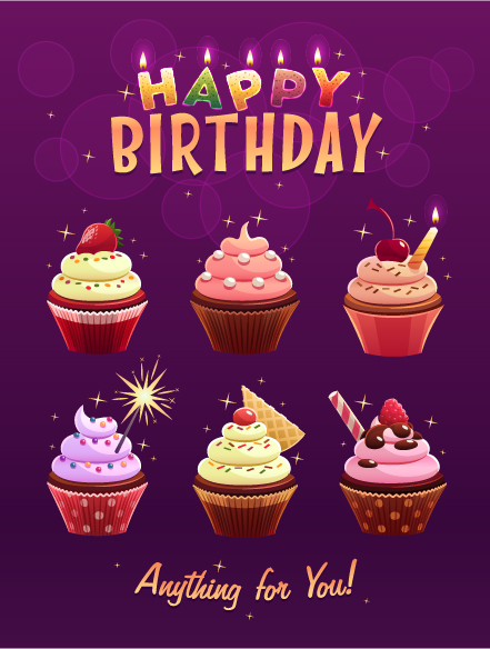 Delicious birthday cupcake vector material Delicious cupcake birthday   