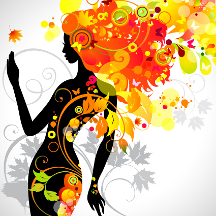 Fall floral girl design vector graphic 03 girl floral Fall   