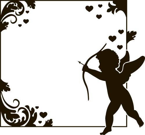 Cupid and valentine frame vector material 02 Valentine material frame cupid   