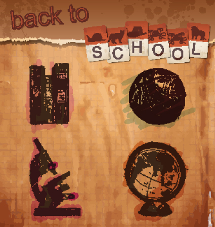 Vintage School kits vector material 01 vintage school kit   