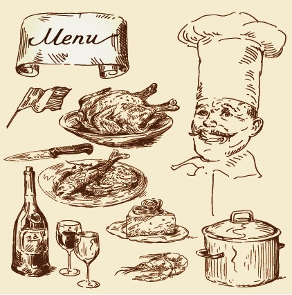 Hand drawn vintage food Illustrations vector 01 vintage illustration hand drawn food   