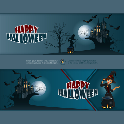 Full Moon with Halloween background vector set 02 moon halloween background   