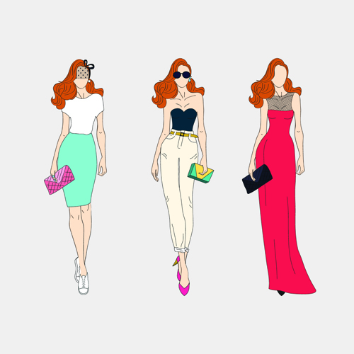 Beautiful with fashion models vector material 04 vector material models model material fashion beautiful   