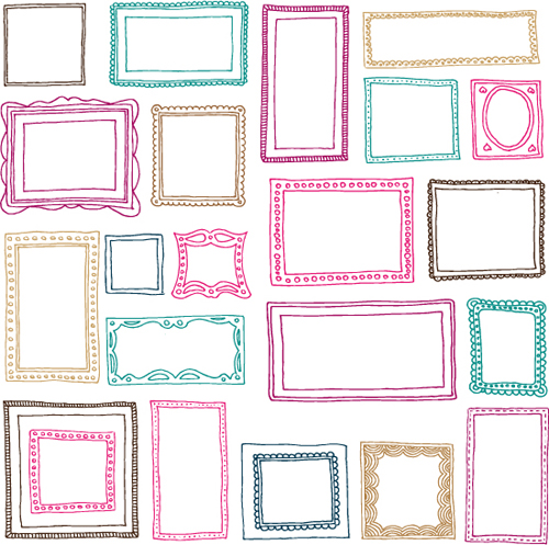 Hand drawn colored frame vector material hand drawn frame colored   