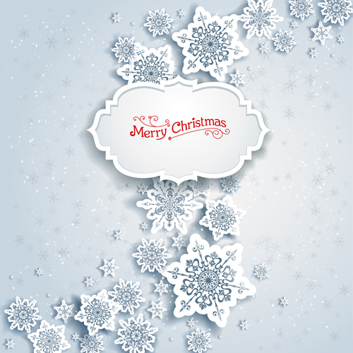 Paper snowflake christmas whtie background vector 02 snowflake paper christmas background   