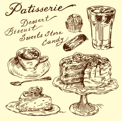 Hand drawn vintage food Illustrations vector 04 vintage illustration hand drawn food   