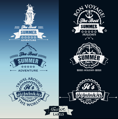 White with dark blue summer travel labels vector 02 travel summer labels label dark blue   