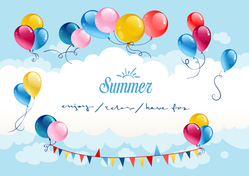 Summer colored balloons vector card summer colored balloons balloon   