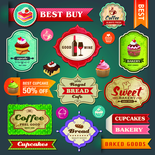 Retro Menu with labels vector 02 Retro font menu labels label   