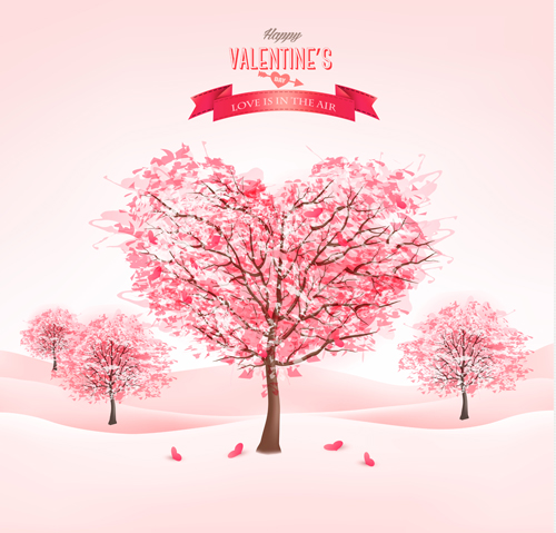 Heart tree valentine background art 02 Valentine heart background   