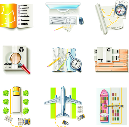 Different Cargo with Transport icons vector 04 transport icons icon different cargo   