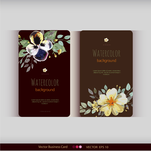 Beautiful watercolor flower business cards vector set 24 watercolor business cards business beautiful   